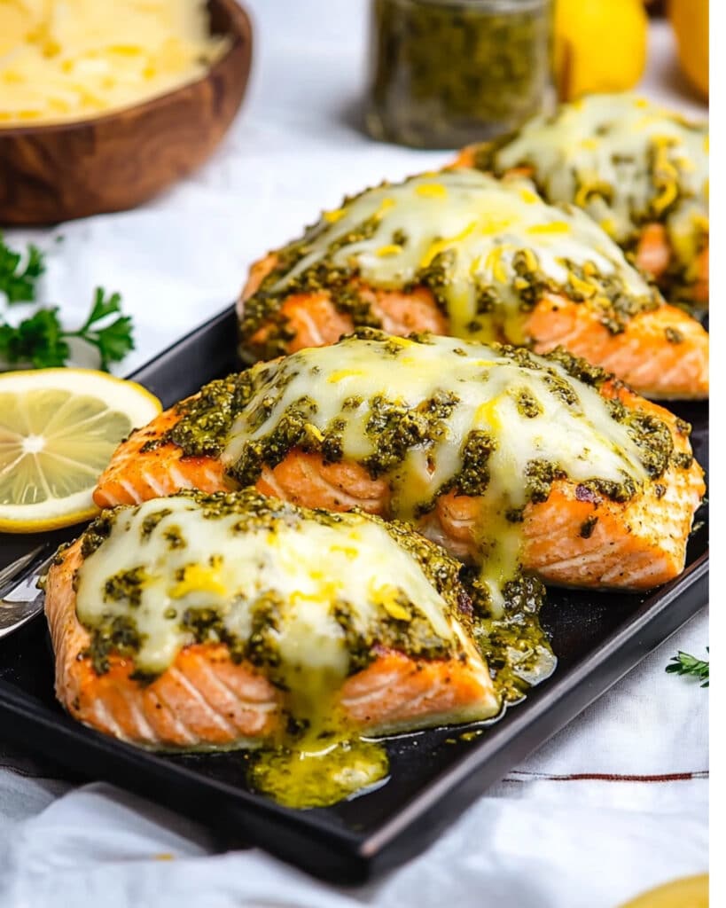 Air Fryer Parmesan Pesto Crusted Salmon Filets Recipe