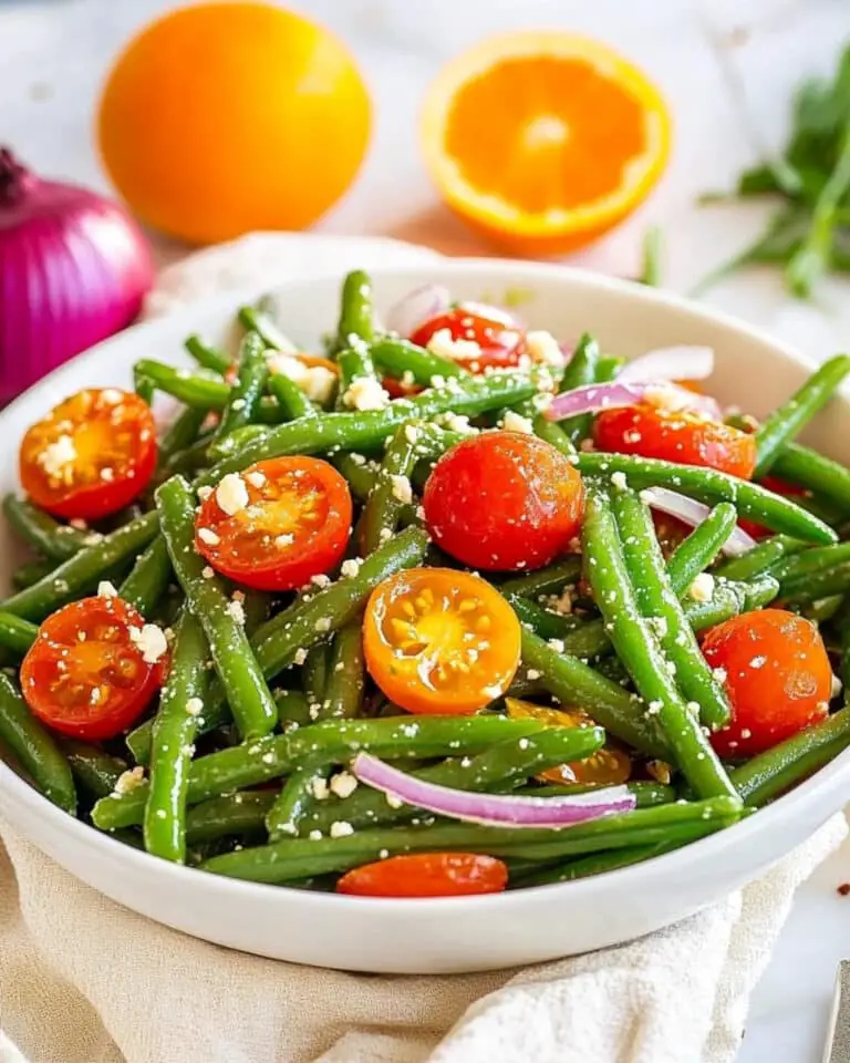 Marinated Cold String Bean Salad Recipe with Tomatoes