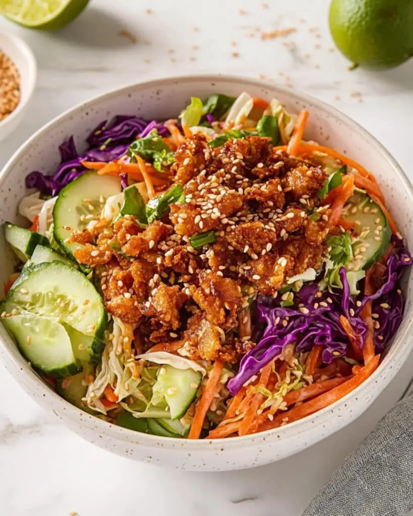Crispy Rice Salad with Peanut Sesame Dressing Recipe