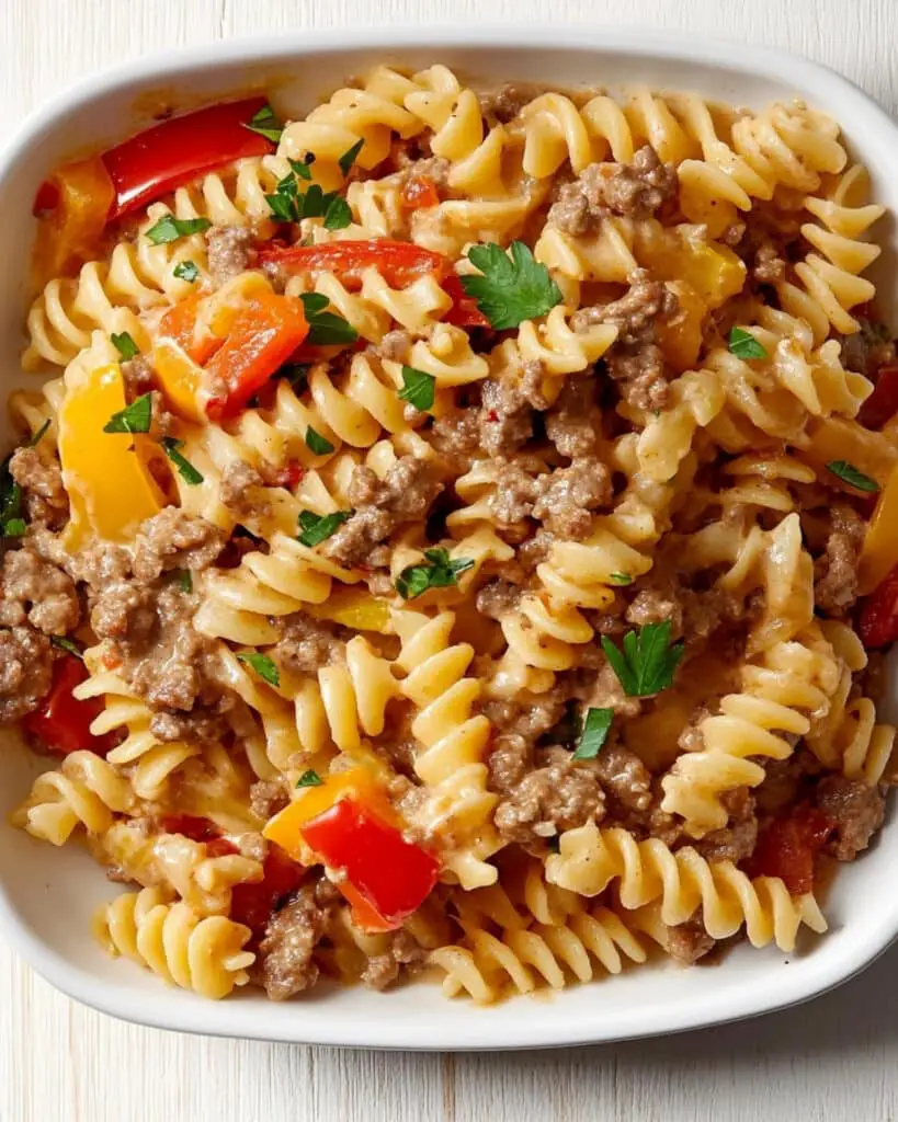 Philly Cheesesteak Pasta Skillet Recipe
