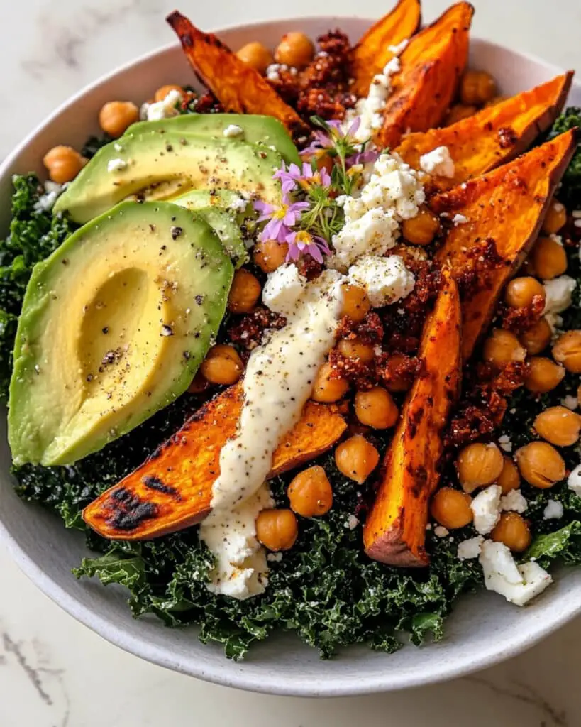 Sweet Potato Kale Salad with Creamy Honey Mustard Dressing Recipe