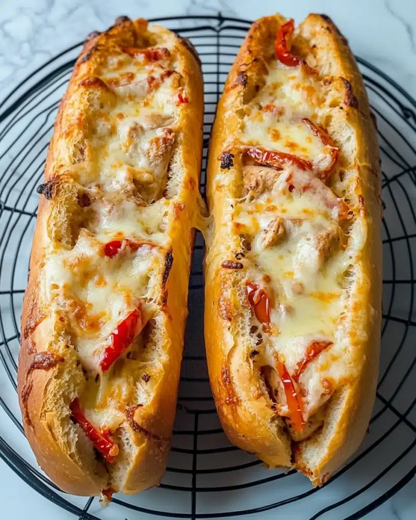 Cheesy Chicken Pesto Garlic Bread Recipe