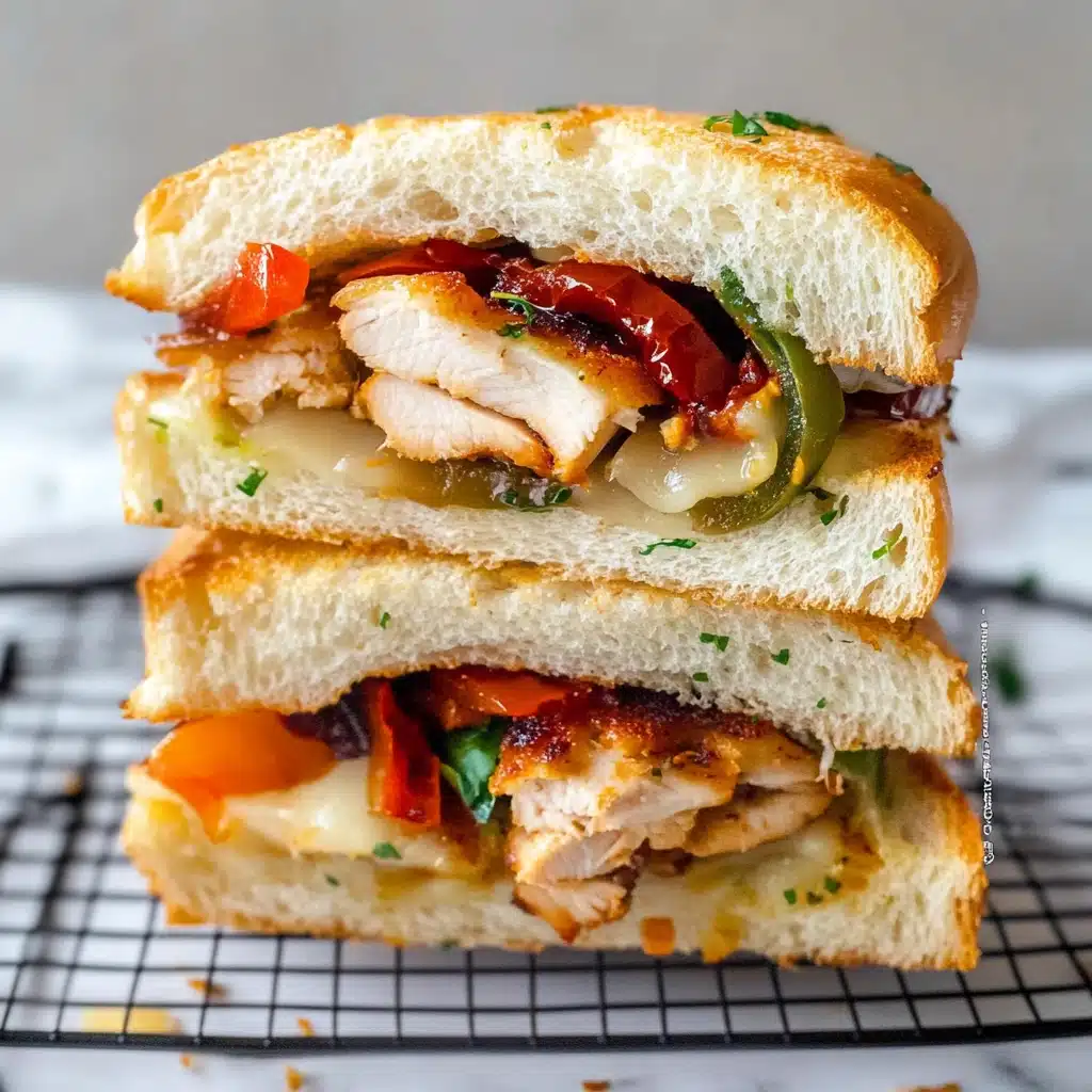 Cheesy Chicken Pesto Garlic Bread Recipe - Recipe Image