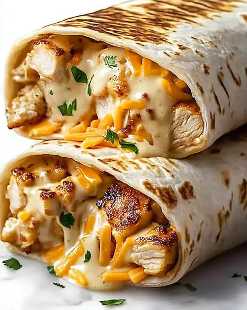 Cheesy Garlic Chicken Wraps Recipe