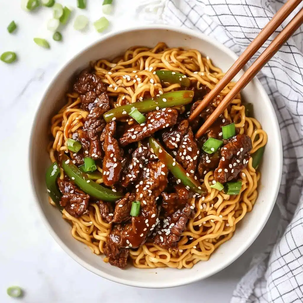 Savory Mongolian Beef Noodle Stir-Fry Recipe - Recipe Image