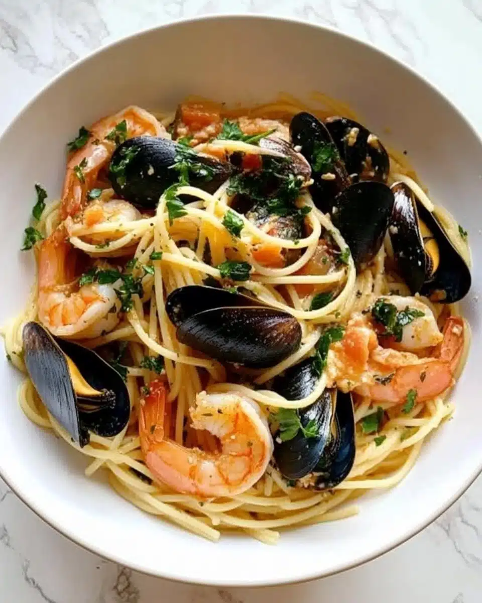 Lemony Shrimp and Mussel Pasta Recipe