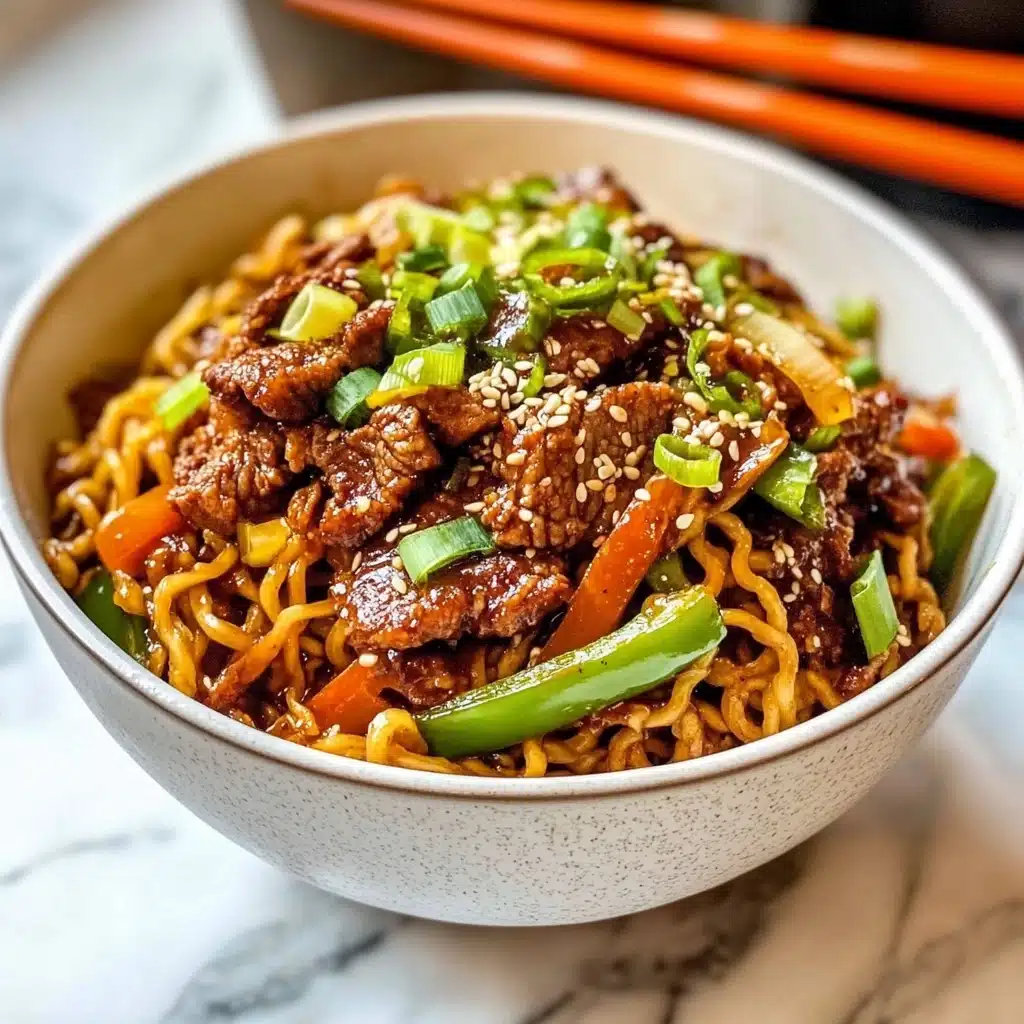 Savory Mongolian Beef Noodle Stir-Fry Recipe - Recipe Image