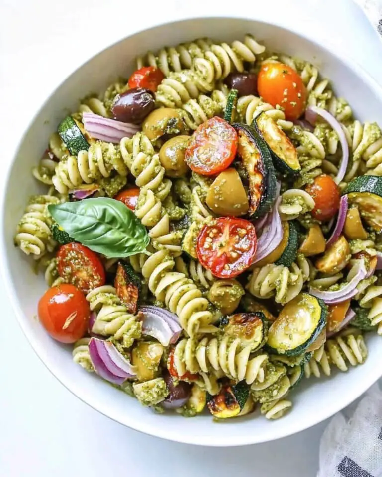 Creamy Avocado Pesto Pasta Salad with Roasted Vegetables Recipe