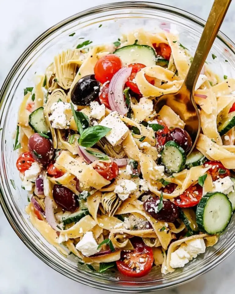 Greek Pasta Salad with Cucumbers and Artichoke Hearts Recipe
