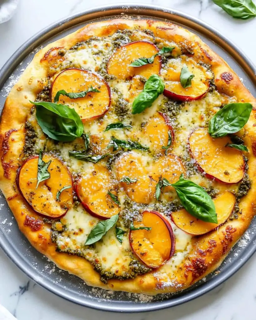 Pesto Pizza with Balsamic Chicken and Peaches Recipe
