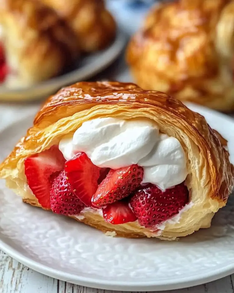 Strawberry and Almond Flavored Whipped Cream Filled Croissants Recipe