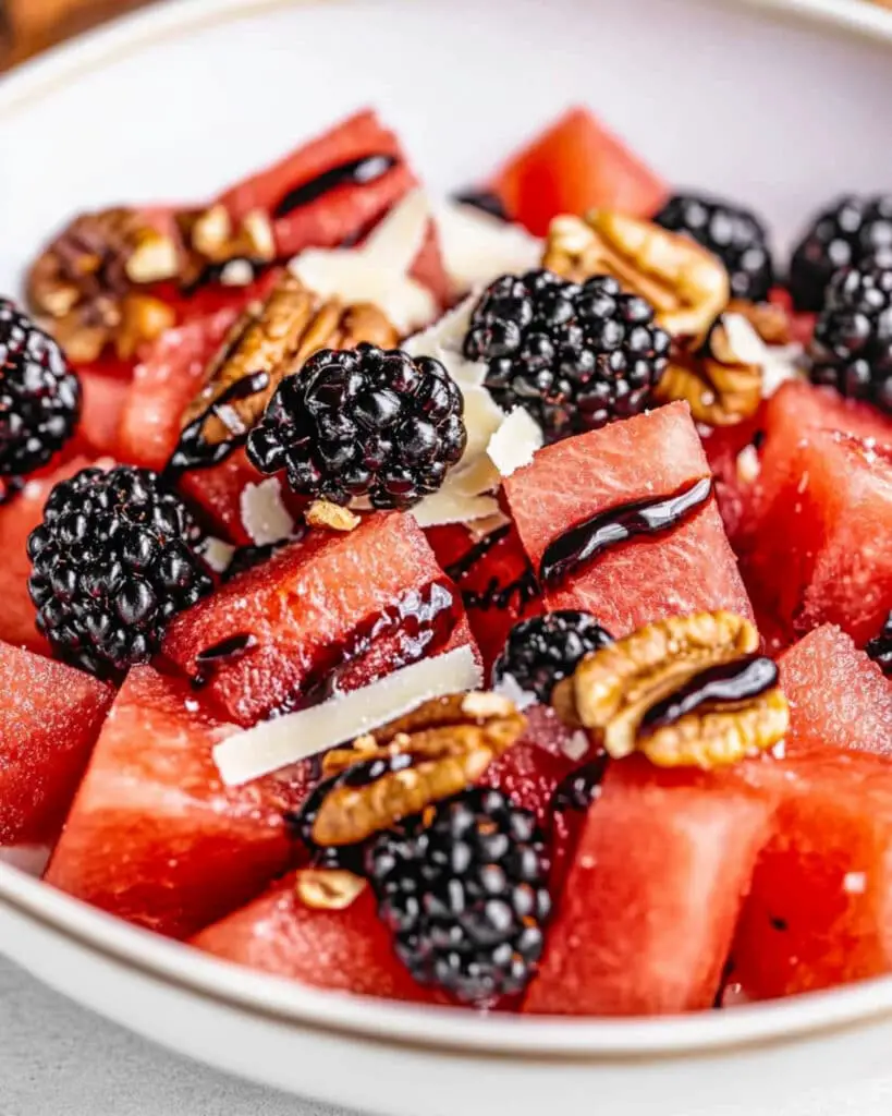 Watermelon Blackberry Salad with Homemade Balsamic Glaze Recipe