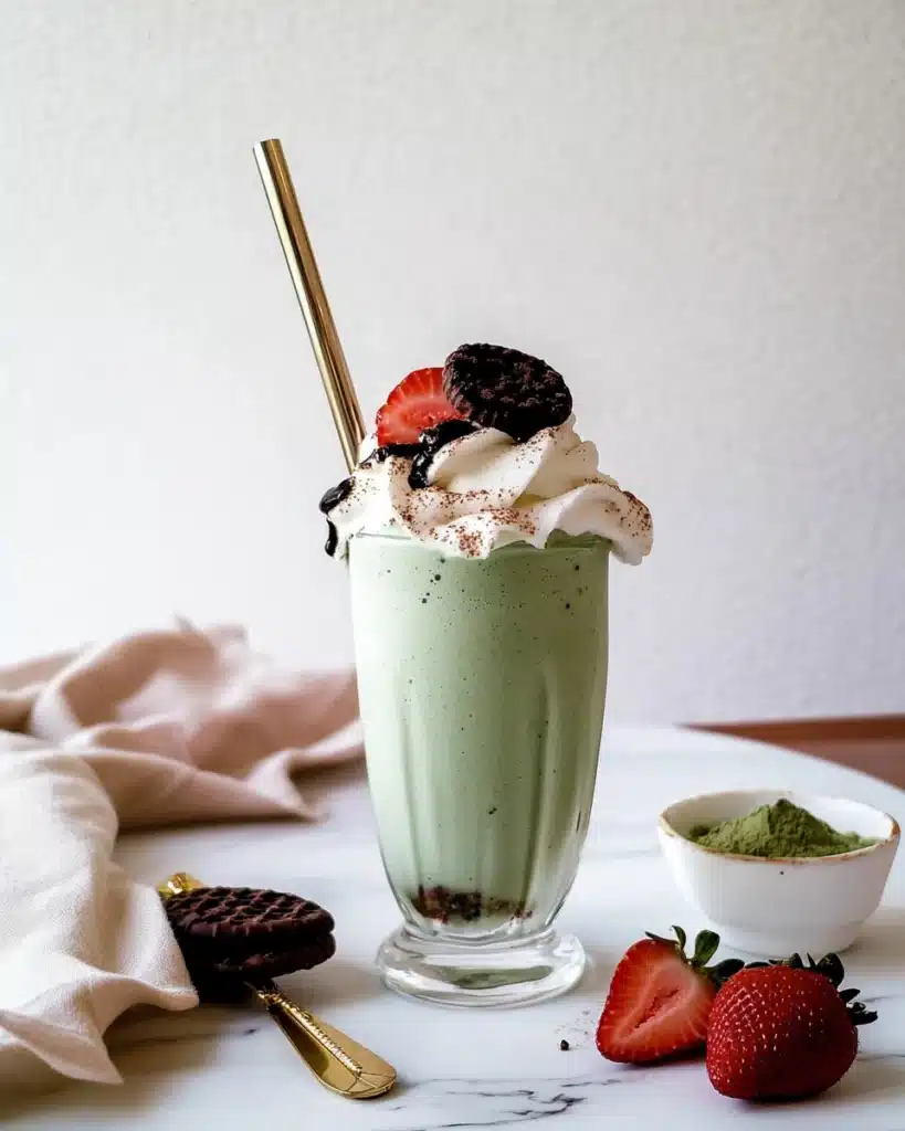 Green Tea Frappe with Cookies and Cream Topping Recipe