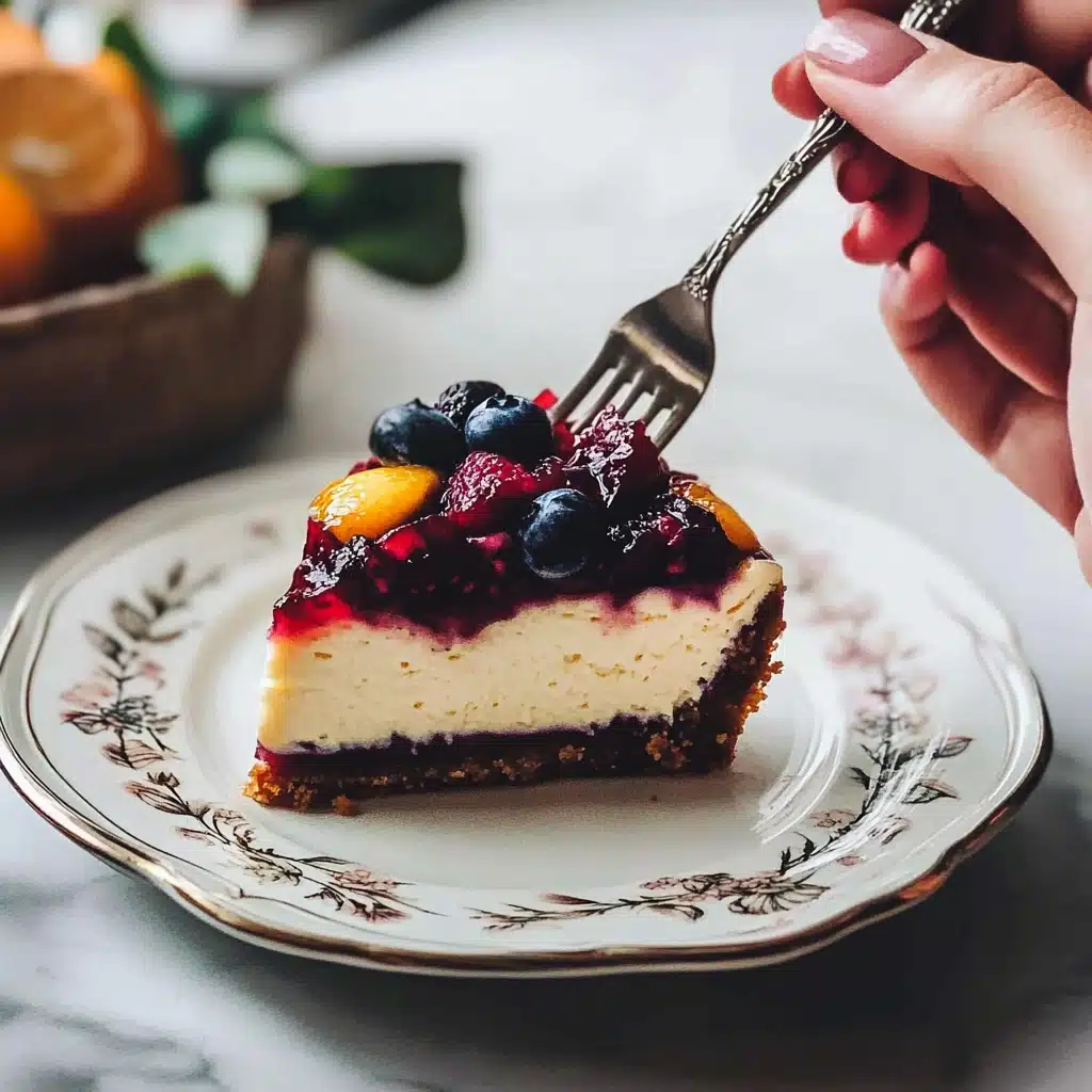 Blueberry Peach Cheesecake Recipe - Recipe Image