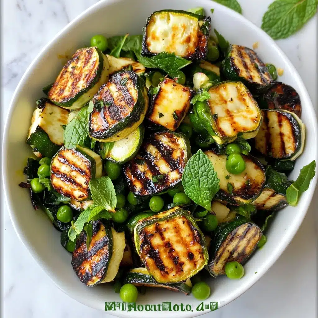 Grilled Zucchini, Halloumi, Pea Salad with Mint, Dijon and Lemon Recipe - Recipe Image