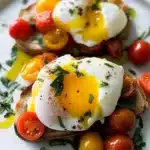 Sauteed Tomato Breakfast Crostini With Poached Eggs Recipe