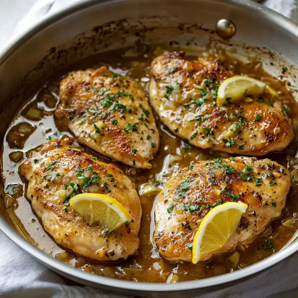 One Skillet Chicken with Lemon Garlic Cream Sauce Recipe - Recipe Image