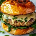 White Cheddar Spinach Chicken Burgers Recipe