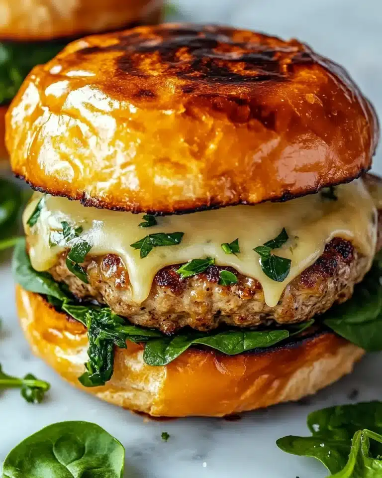 White Cheddar Spinach Chicken Burgers Recipe