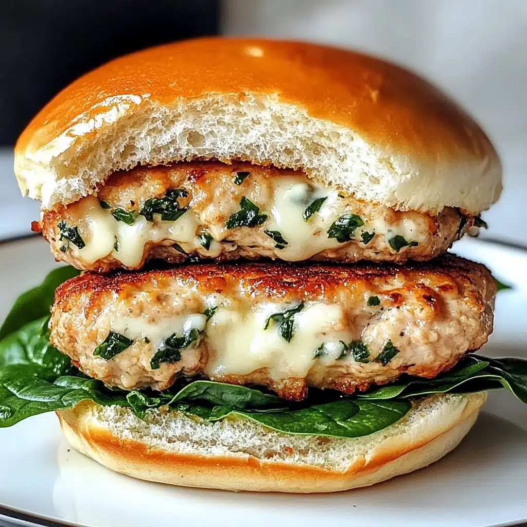White Cheddar Spinach Chicken Burgers Recipe - Recipe Image