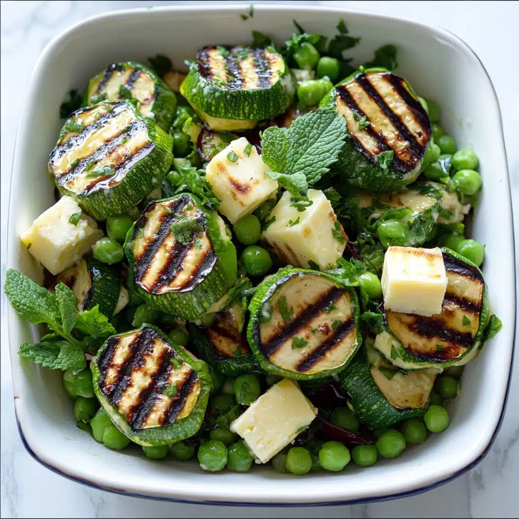 Grilled Zucchini, Halloumi, Pea Salad with Mint, Dijon and Lemon Recipe - Recipe Image