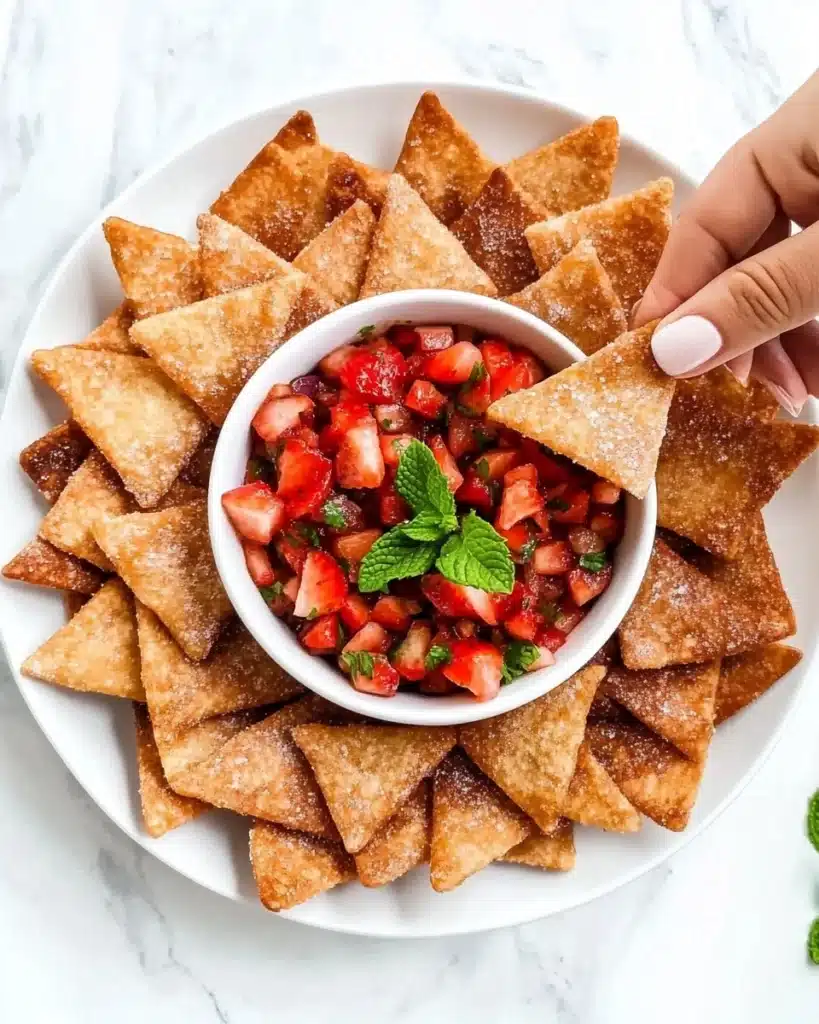 Dessert Strawberry Salsa with Cinnamon Chips Recipe