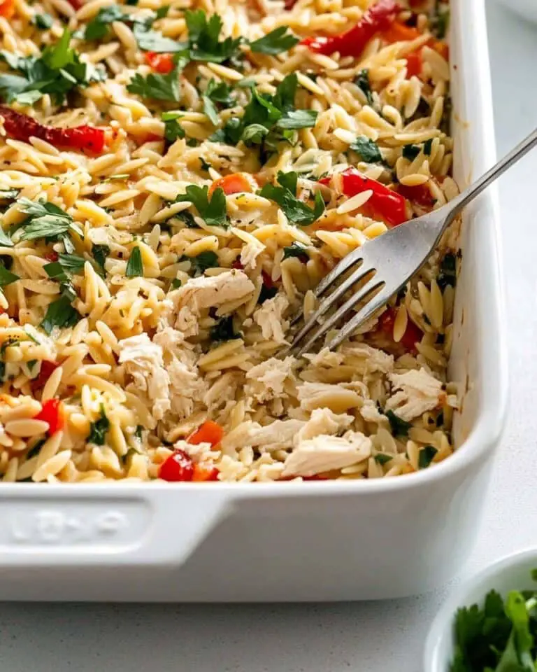 Greek Chicken Casserole with Orzo, Feta, and Spinach Recipe