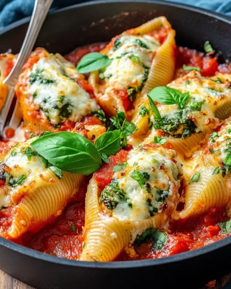 Spinach Ricotta Stuffed Shells with Tomato Sauce Recipe