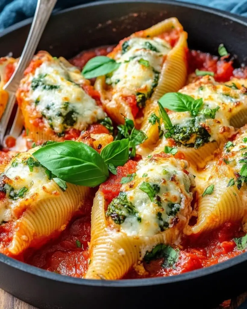 Spinach Ricotta Stuffed Shells with Tomato Sauce Recipe