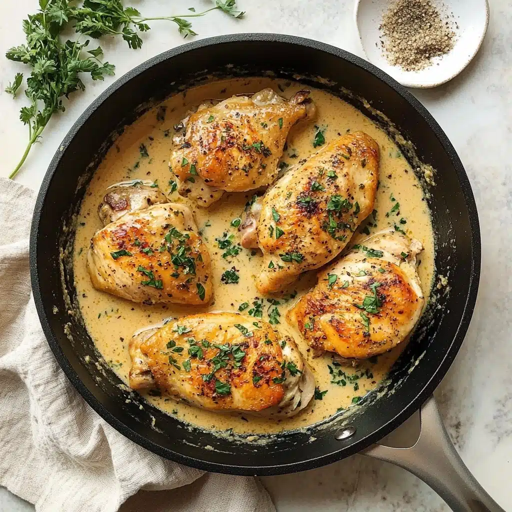 1-Pan, Creamy Garlic Herb Chicken Recipe - Recipe Image