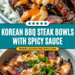 Korean BBQ Steak Rice Bowls with Spicy Cream Sauce Recipe