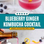 Blueberry Kombucha Cocktail or Mocktail Recipe