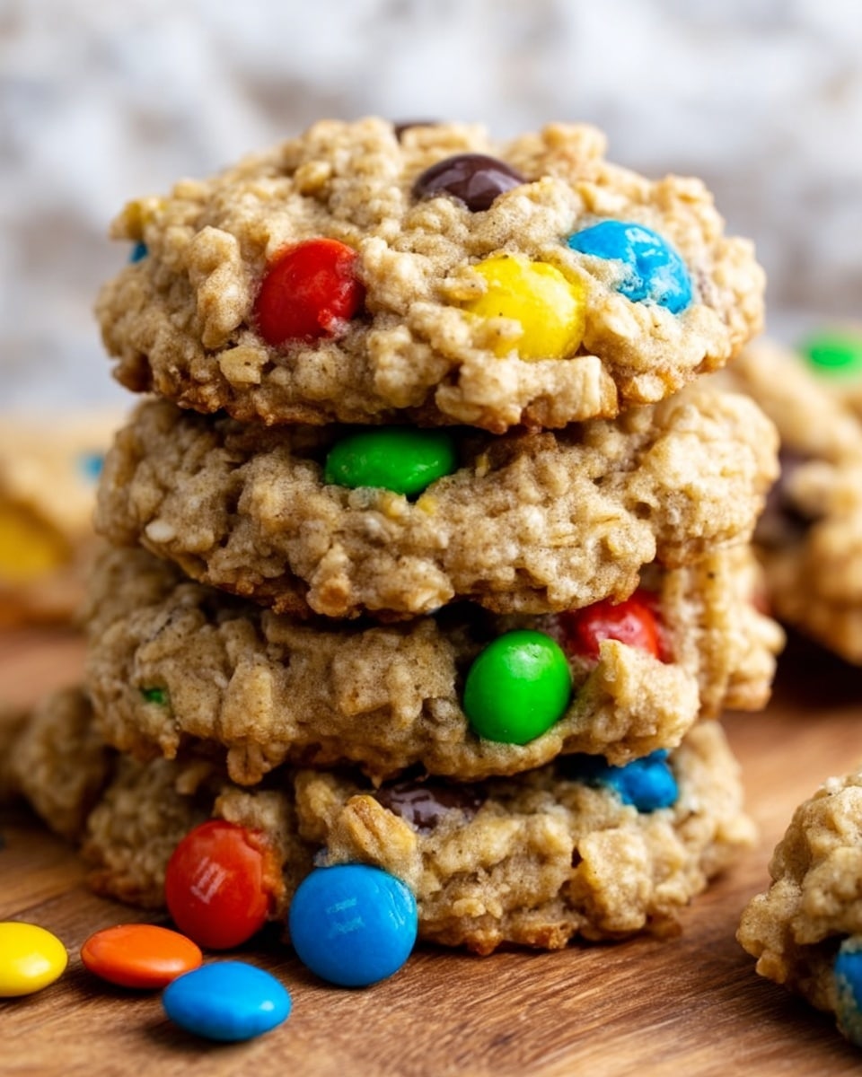 A close-up image of a stack of four oatmeal cookies piled on top of each other, showing their rough texture with visible oats and small brown spots, each cookie round and slightly thick. The cookies have a light golden-brown color with a crumbly surface. The background has a soft focus, featuring a white marbled texture. photo taken with an iphone --ar 4:5 --v 7