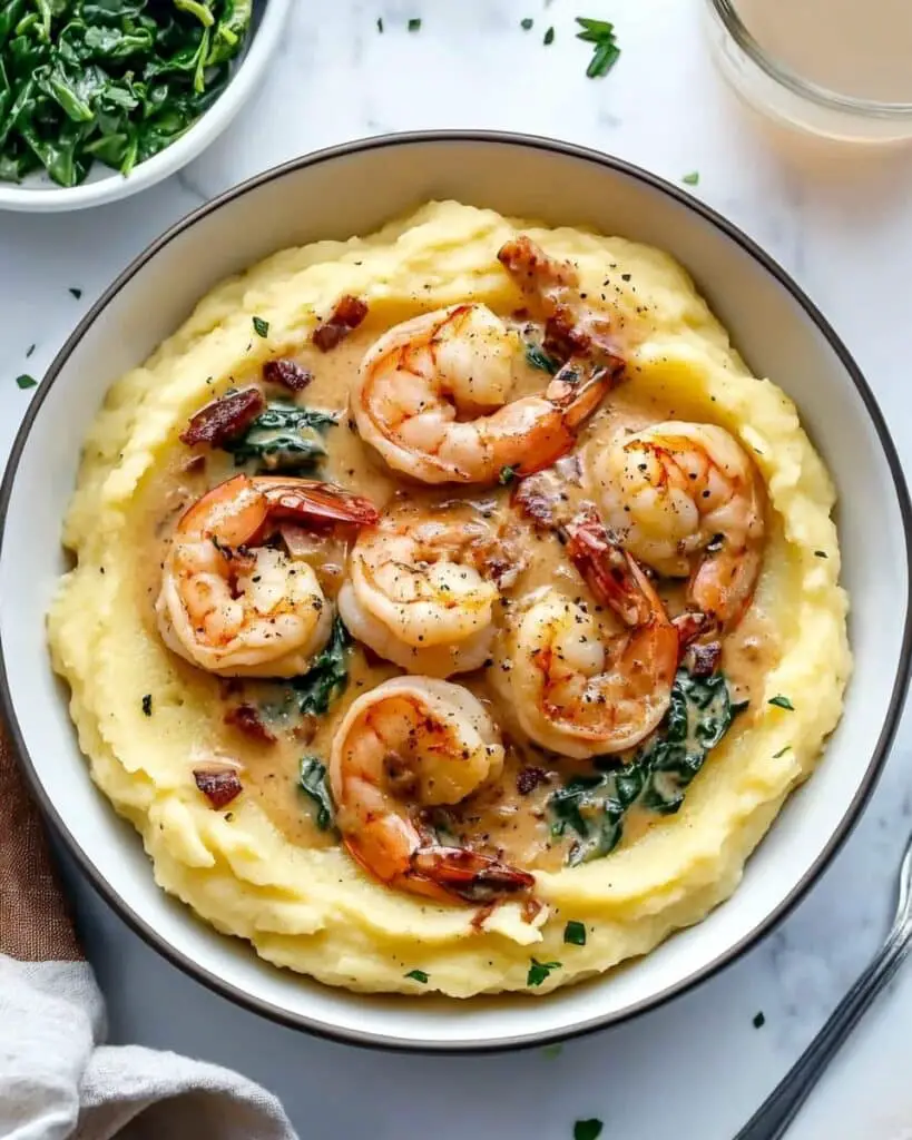 Creamy Garlic Shrimp Over Mashed Potatoes – A Luxurious Comfort Food Classic Recipe