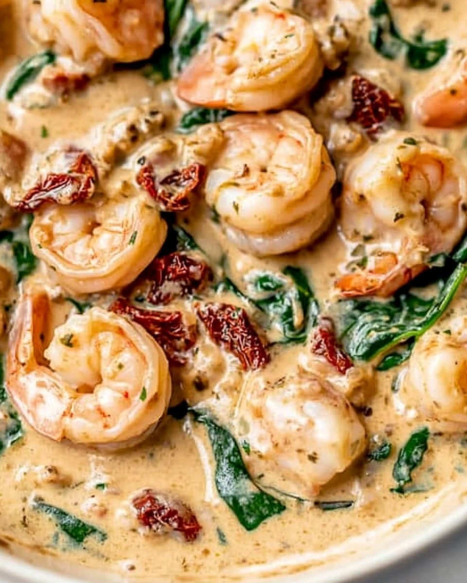 A creamy dish with a thick beige sauce mixed with large white chunks of cauliflower and bright green spinach leaves scattered throughout. There are small pieces of reddish-brown sun-dried tomatoes adding extra color and texture in the sauce. The sauce looks smooth and rich, covering the cauliflower and spinach evenly. The whole dish fills the white marbled background evenly, showing a close-up view of the ingredients blending together. photo taken with an iphone --ar 4:5 --v 6.1