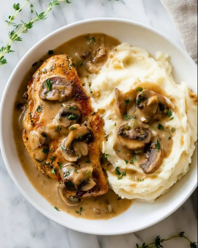 Mushroom Chicken in a Creamy White Wine Sauce Recipe