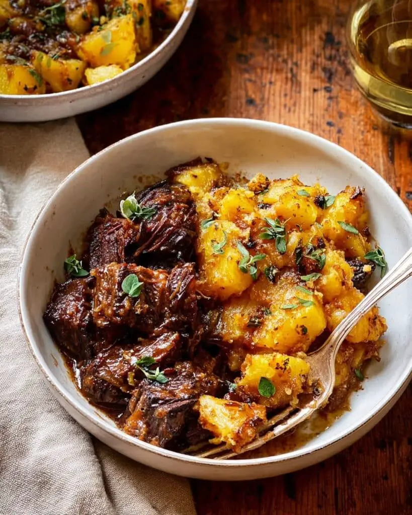 Cider Braised Pot Roast with Crispy Sage Butter Potatoes Recipe