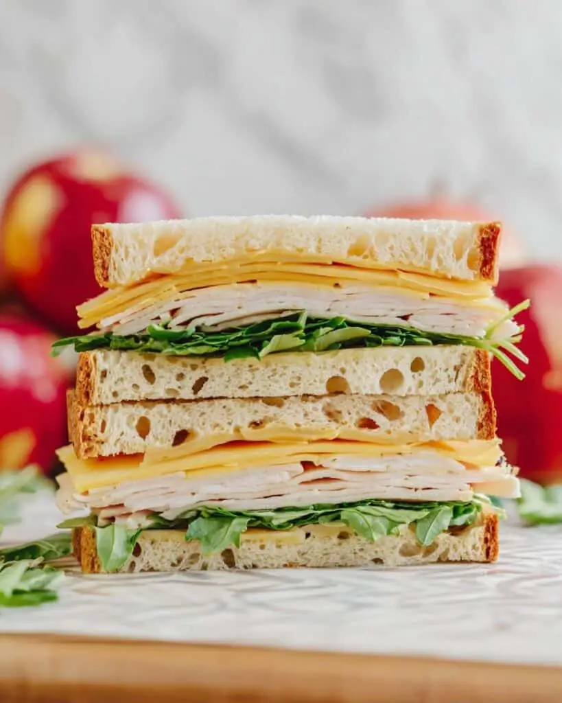 Turkey Apple Cheddar Sandwich with Dill Pickle Mustard and Potato Chips Recipe