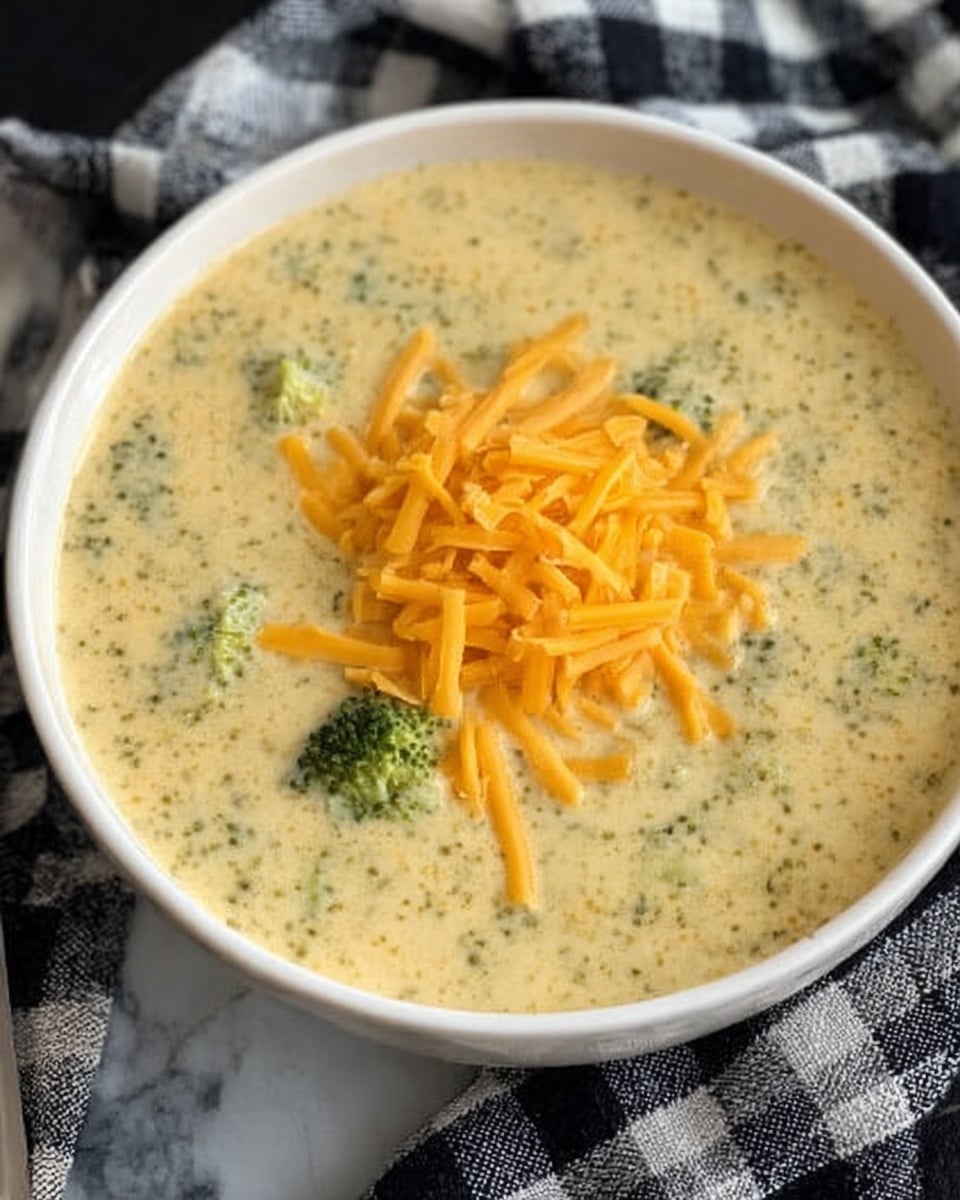 A black oval slow cooker holds a creamy soup with green vegetable pieces mixed throughout the light beige base, topped with a pile of shredded orange cheese in the center, slightly melting into the soup's surface. A wooden spoon rests on a black-and-white checkered cloth to the top left, and fresh green leafy herbs are visible in the top right corner. The whole scene is set on a white marbled surface. photo taken with an iphone --ar 4:5 --v 7