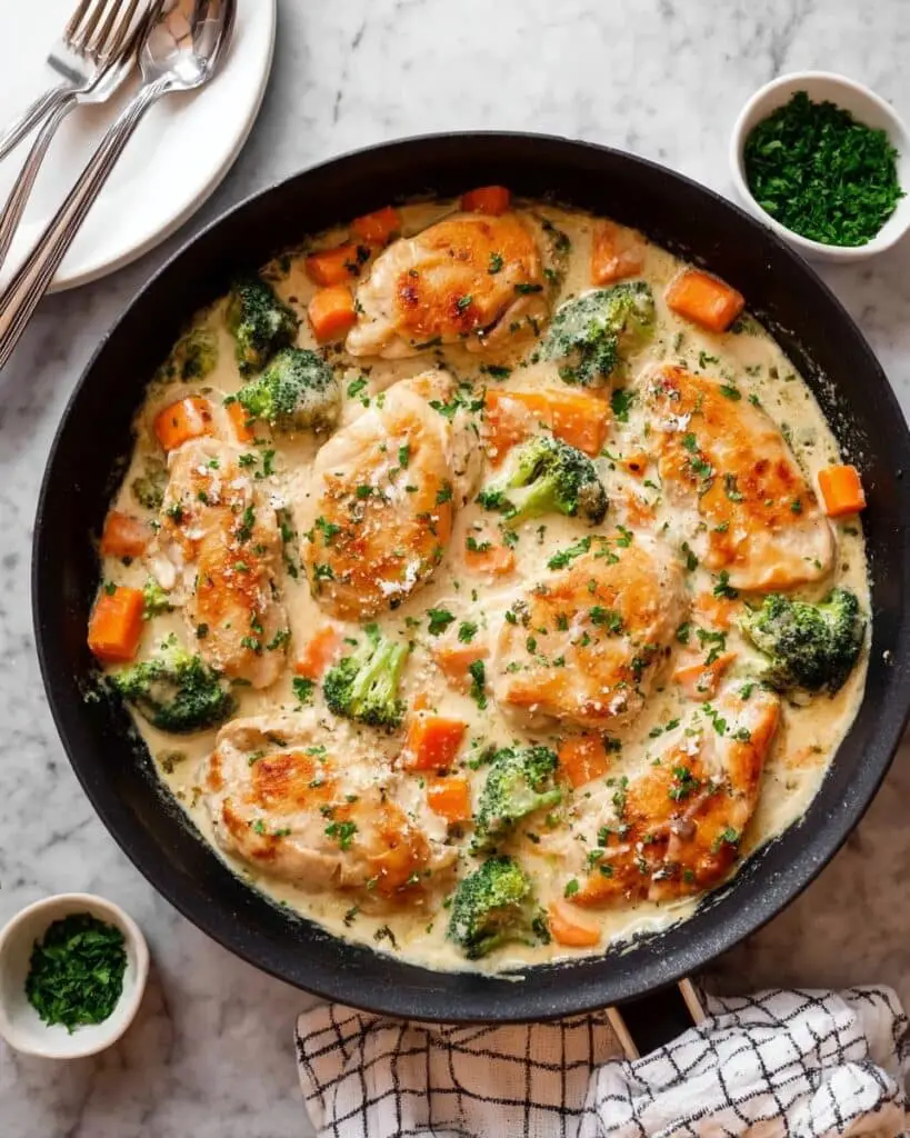 Creamy Garlic Chicken & Vegetables Recipe