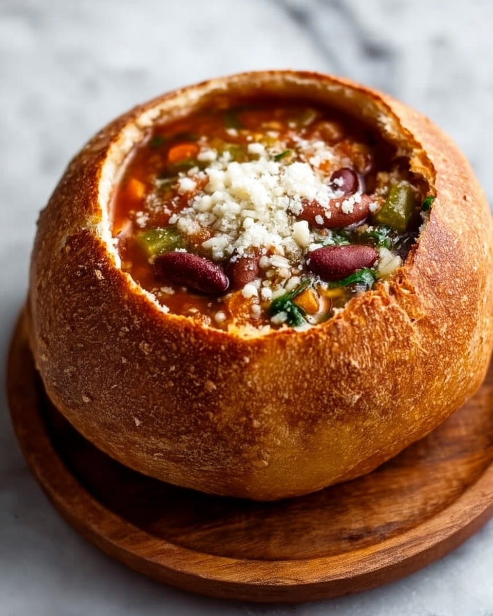 A white mug filled with thick vegetable soup shows three main layers: a red-orange broth base with a chunky texture, floating layers of mixed vegetables and small pasta in various colors like green beans, spinach, and small white pasta pieces, and a small sprig of fresh green herbs on top for garnish. A silver spoon is placed inside the mug on the right side. Below the mug, a second white bowl is partially visible, also filled with the same soup showing similar colors and textures. To the left of the mug, a small white scalloped bowl holds fresh green microgreens. The whole scene is set on a white marbled surface with a red and white checked cloth in the upper left corner. Photo taken with an iphone --ar 4:5 --v 7