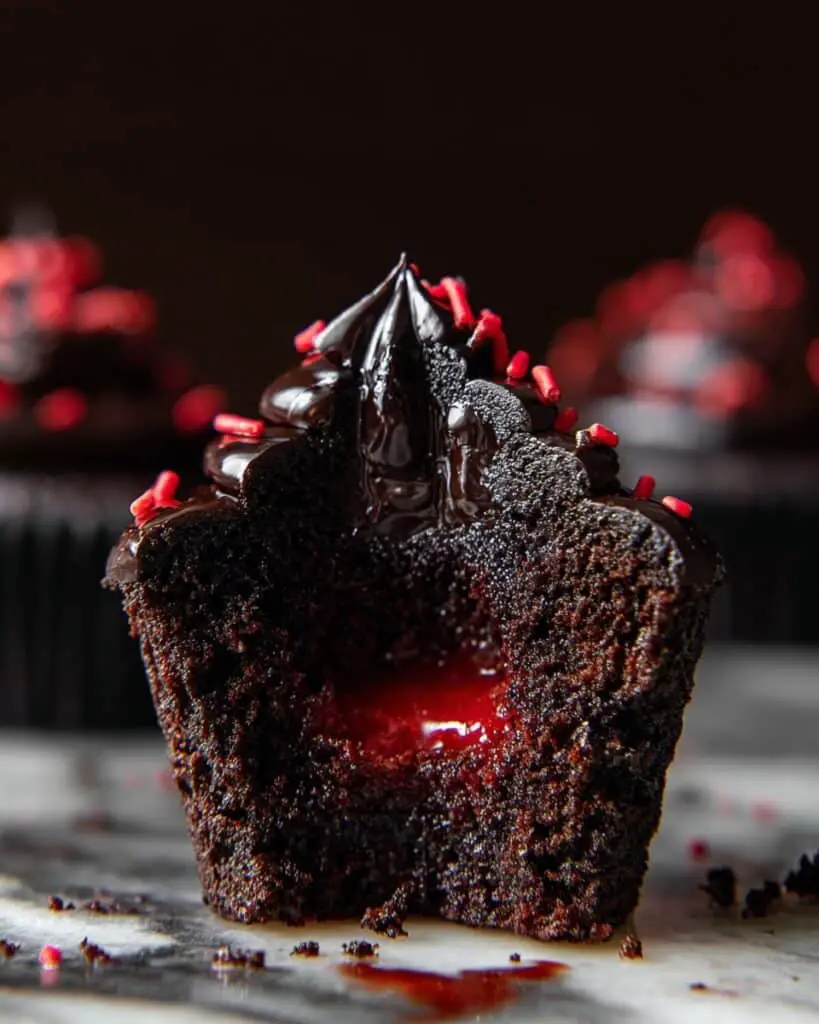 Bleeding Black Halloween Cupcakes Recipe