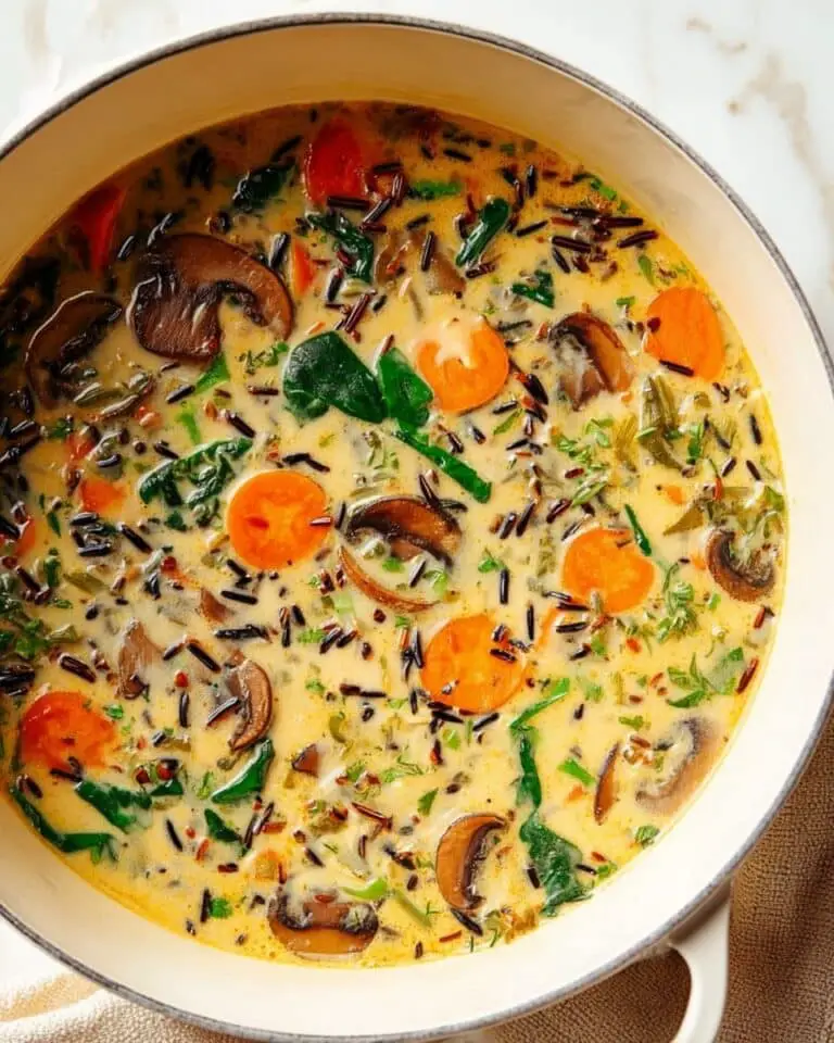 Creamy Wild Rice Soup with Vegetables and Herbs Recipe