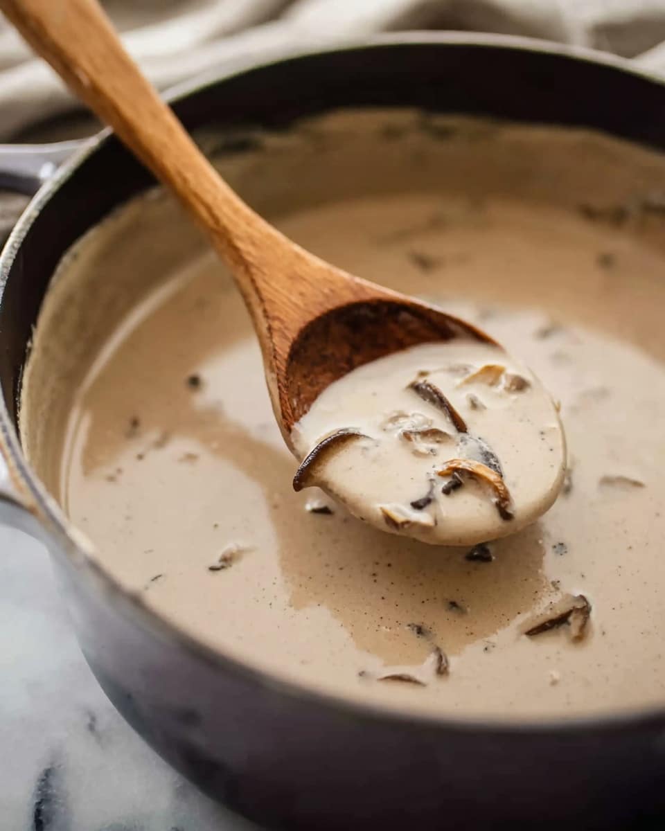 The image shows two white bowls filled with creamy mushroom soup, placed on a beige cloth over a white marbled surface. The soup has a smooth, light brown color with pieces of cooked mushroom on top, along with small green parsley leaves sprinkled as garnish. In the background, there are a few whole mushrooms and a cut lemon half, slightly out of focus. Two tarnished metal spoons lie near the bottom left corner of the cloth. The scene is bright with soft natural lighting and a clean, fresh feel. photo taken with an iphone --ar 4:5 --v 7