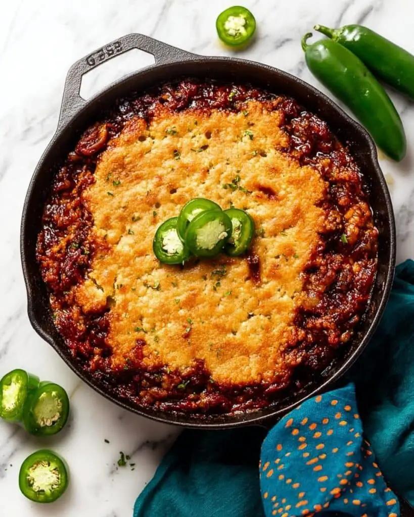 Cornbread Topped Turkey Chili Casserole Recipe
