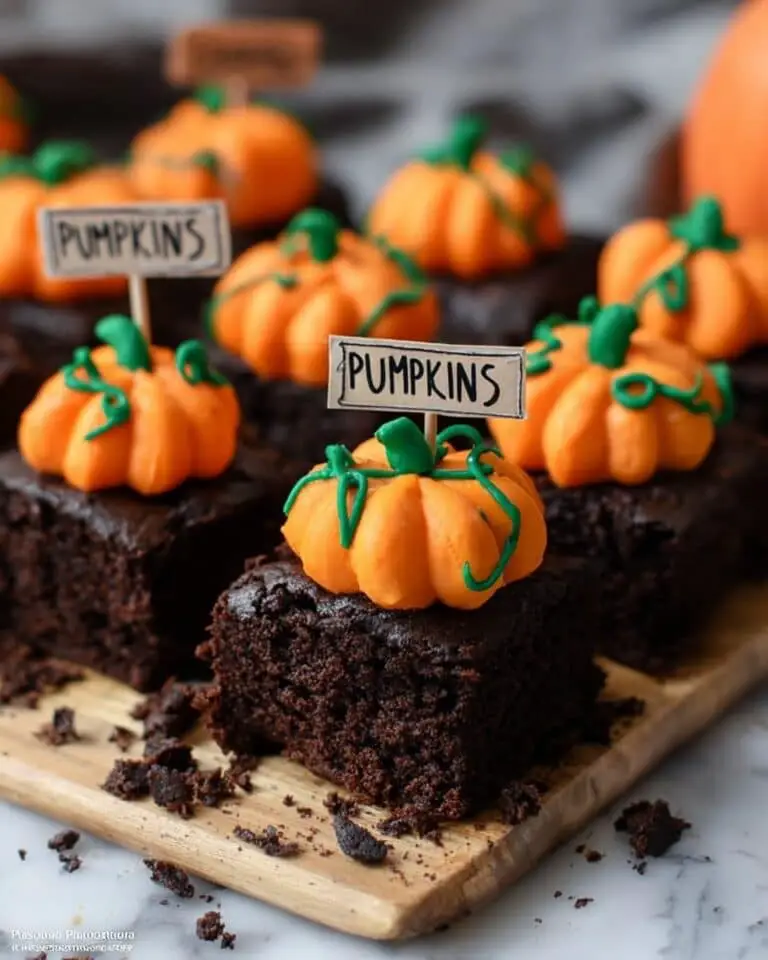 Pumpkin Patch Brownies with Oreo Dirt and Buttercream Pumpkins Recipe