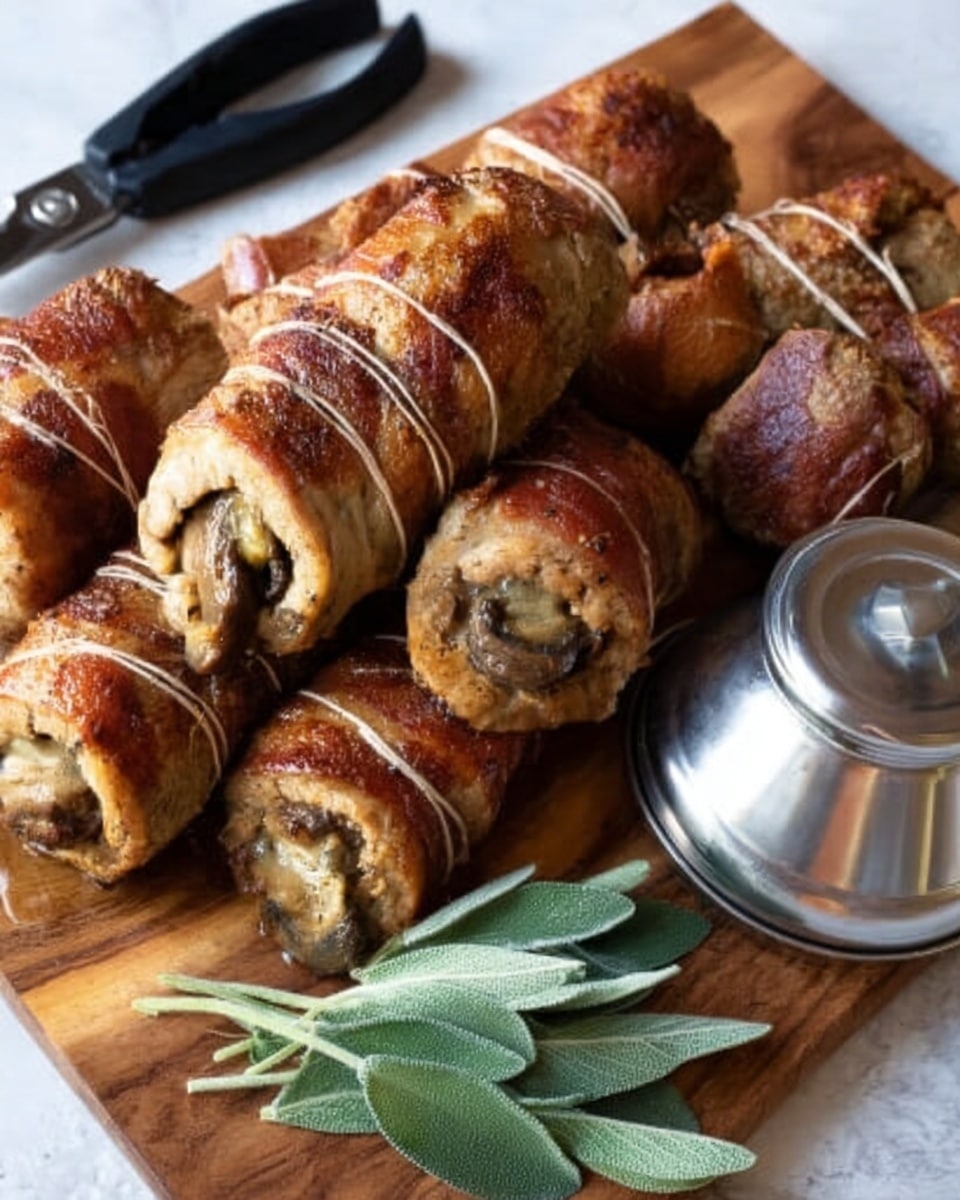 The image shows three rolled wraps with a golden brown crust stacked together. Each wrap has a slightly rough texture on the outside with visible folds and creases, showing an uneven, rustic look. Inside the wraps, there is a soft filling that appears light brown with chunks of a darker color, creating a mix of textures. The wraps are placed on a light wooden surface next to a small bunch of green leaves. Behind the wraps, there is a metallic container with a simple design. The background is softly blurred with warm tones. photo taken with an iphone --ar 4:5 --v 7
