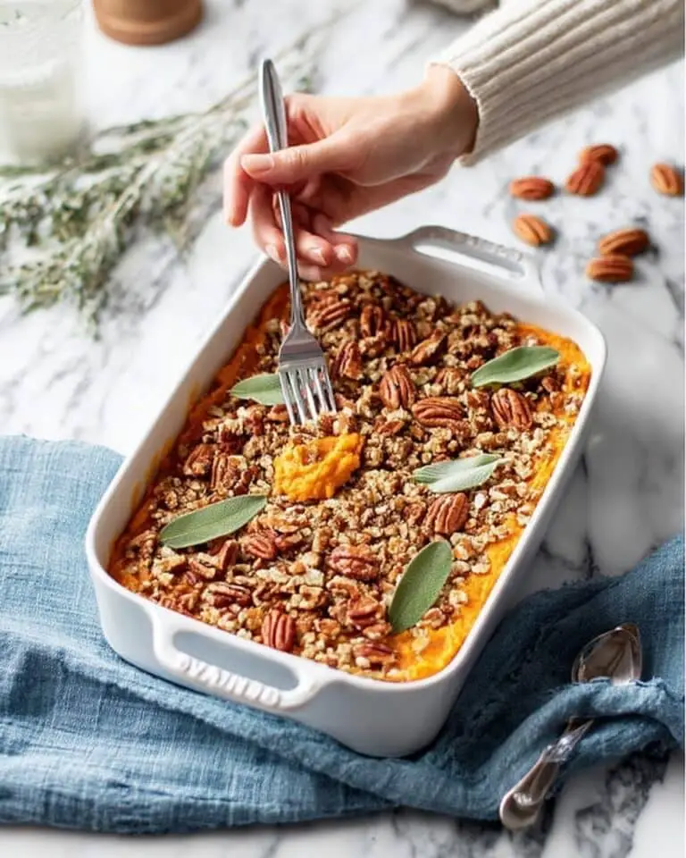 Sweet Potato Casserole with Crispy Pecan and Walnut Topping Recipe