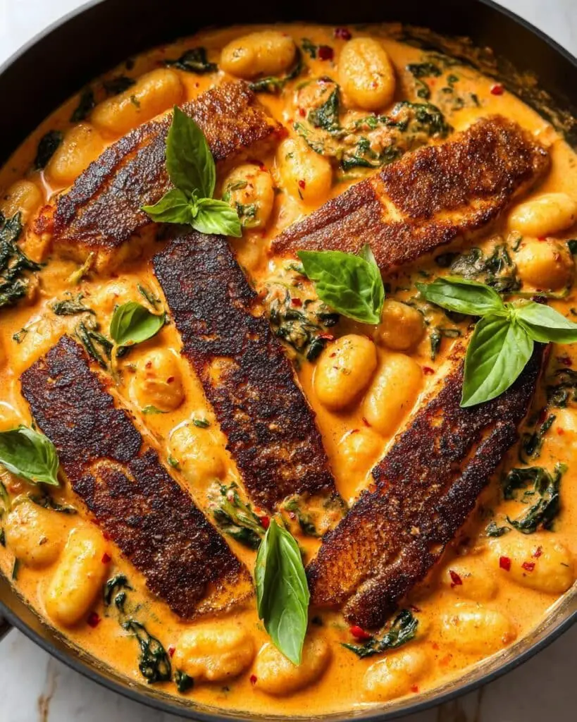 Salmon and Gnocchi in Sun-Dried Tomato Cream Sauce Recipe