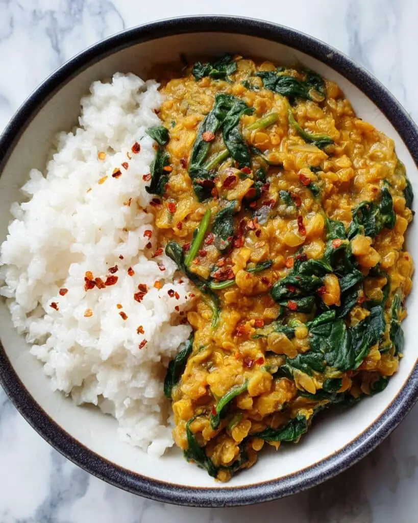 Creamy Pumpkin Lentil Dhal with Coconut and Spinach Recipe
